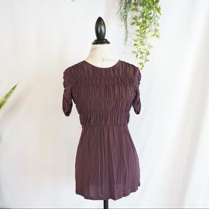 Burberry Ruched Peplum Top in Plum